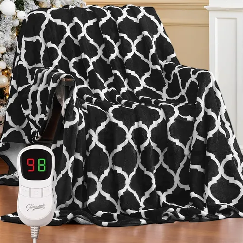 Miniatura 11 de Homemate - Manta eléctrica térmica de franela suave - 50"x60" con 10 niveles de calor rápido, 8 horas de apagado automático, protección contra
