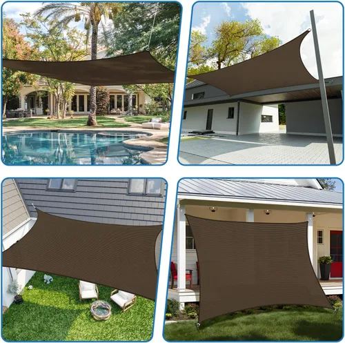 Miniatura 2 de TANG Toldo rectangular de 13 x 20 pies, con bloqueo UV, para pérgola, para patio al aire libre, jardín, glorieta, color marrón