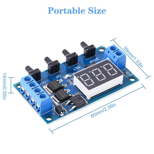 Miniatura 6 de Módulo de relé de retardo de temporizador programable DC 5V-36V Interruptor temporizador de ciclo ajustable de encendido/apagado con salida MOS dual