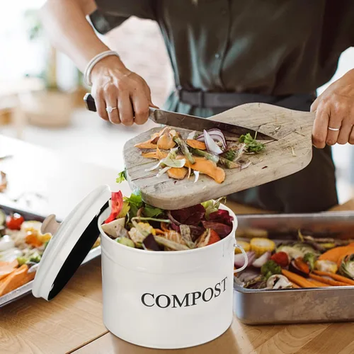 Miniatura 5 de AVLA Contenedor de compostaje para encimera de cocina, cubo de compostador de 1 galón, cubo de compostaje de residuos de alimentos, contenedor