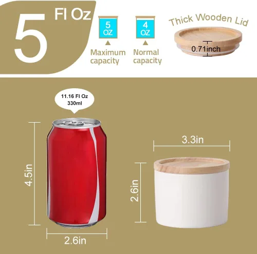 Miniatura 5 de Sweejar Kitchen Canisters - Tarro de cerámica para almacenamiento de alimentos, recipientes apilables con sello hermético y tapa de madera