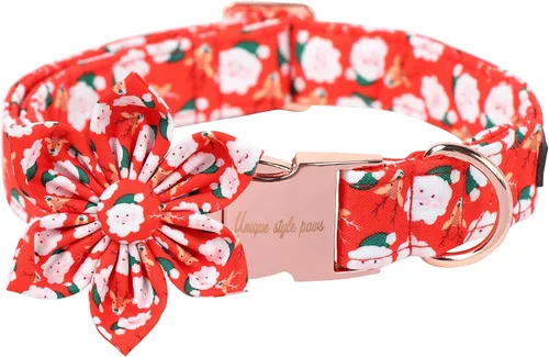Miniatura 8 de Unique style paws Collar de perro con flor, collar de perro ajustable, patrón de flores, collar duradero para mascotas para perros pequeños, Flor