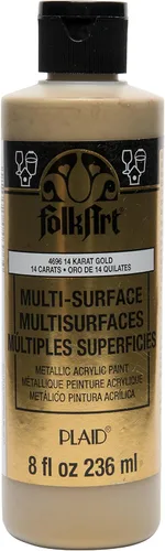 FolkArt Pintura de efecto especial para múltiples superficies en varios colores (8 onzas), oro metálico de 14 quilates
