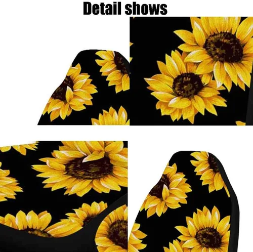 Miniatura 2 de Fundas de asiento delantero de automóvil, estampado de girasol universal, protector de asiento de automóvil, funda completa para la mayoría