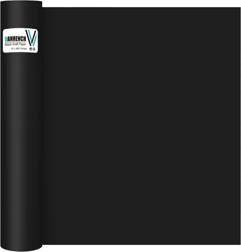 Vanhench Papel de manualidades negro de 15 x 390 pulgadas para envolver o póster, tablero de anuncios, papel de construcción, perfecto para