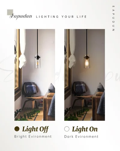 Miniatura 3 de EAPUDUN Lámparas colgantes industriales, iluminación colgante con pantalla de vidrio transparente, lámpara colgante vintage para isla de cocina