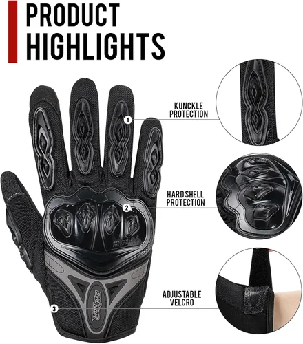 Miniatura 3 de Guantes para motocicleta duraderos de dedos completos para carreras, verano, bicicleta, deportes extremos, compatibles con pantallas táctiles, M