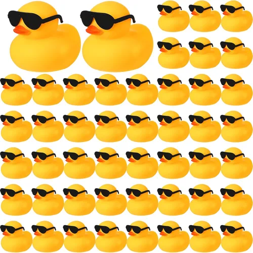 Miniatura 9 de Chivao 48 piezas de mini patos de goma con gafas de sol a granel de regalo de pato pequeño juguete para vacaciones crucero fiesta cumpleaños