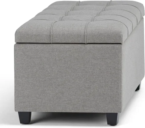 Miniatura 10 de SIMPLIHOME Sienna - Banco otomano de almacenamiento, 33 pulgadas de ancho, tapizado de tela con aspecto de lino, banco otomano rectangular