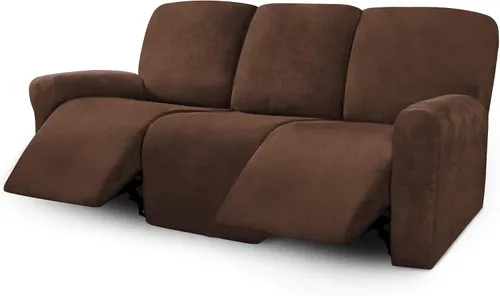 Miniatura 11 de ULTICOR Fundas de terciopelo para sofá reclinable de 8 piezas, fundas elásticas para sofá reclinable de 3 cojines, fundas para muebles, fundas