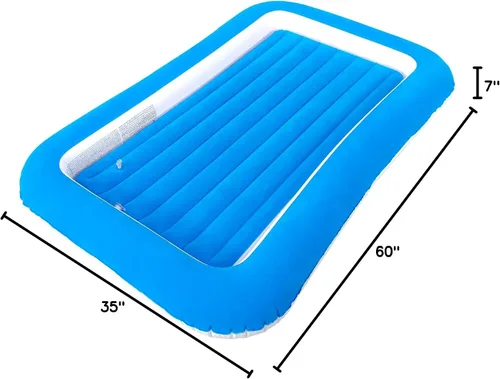 Miniatura 8 de Cama de aire para niños, colchón inflable para viaje de bebé con laterales, azul
