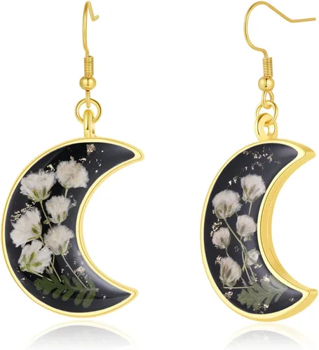 Miniatura 97 de Forget-Me-Not and Queen Anne's Lace Pressed Wildflower Earrings Pressed Flower Earrings Handmade Drop and Dangle Earrings Gift for Woman