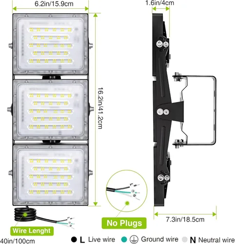 Miniatura 6 de STASUN - Luz de inundación LED para exteriores, 150 W, 15000 lúmenes, 6000 K, luz blanca IP66, impermeable, luz de estacionamiento comercial, 3