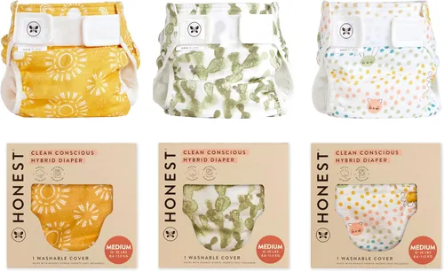 Miniatura 3 de Honest Hybrid - Funda para pañales de tela + inserciones reutilizables Super Boosties, tamaño mediano (12-25 libras), fundas de muselina de algodón