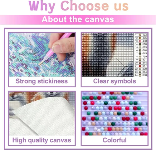 Miniatura 4 de Kits de pintura de diamantes 5D para adultos principiantes, hermosos zorros, pintura de diamantes, pintura con diamantes de cuentas, puntos, gema
