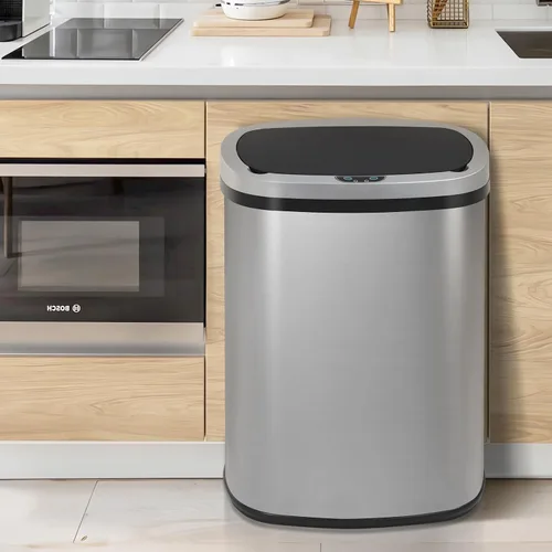 Miniatura 10 de Dkeli Bote de Basura Automático de 13 Galones, Bote de Basura de Cocina de 50 Litros Sin Contacto con Tapa, Contenedor de Residuos Cepillado