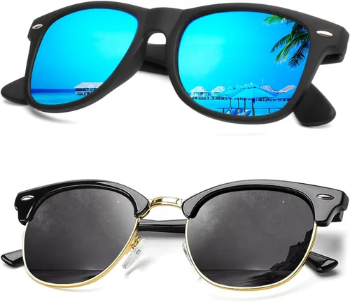 Miniatura 48 de KALIYADI - Gafas de sol polarizadas para hombres y mujeres unisex, marco semirretráctil, estilo retro, para conducir, con bloqueo UV
