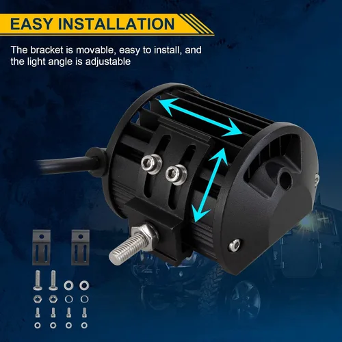 Miniatura 4 de RIGIDON 2 Piezas Luces Antiniebla LED de 4 Pulgadas 10cm 60W, Combo de Focos de Inundación de Triple Fila 8D 6000LM Luces de Trabajo LED, 12V 24V