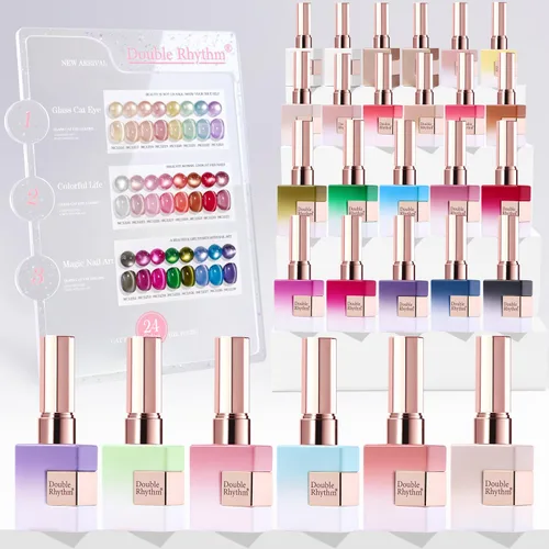 Miniatura 14 de Double Rhythm - Juego de esmalte de uñas en gel de 28 piezas, 0.5 onzas, kit de esmalte de uñas de gel de remoción, mismo color, misma botella, arte