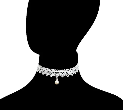 Miniatura 3 de LINKY Conjunto de joyería de 10 piezas de gargantilla de encaje blanco para mujeres y niñas,