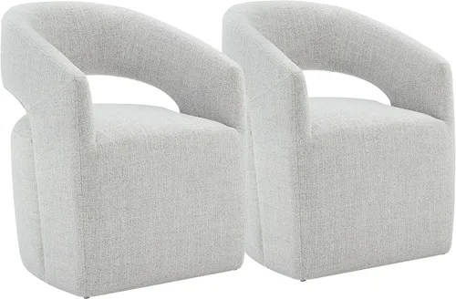 Miniatura 39 de KISLOT Juego de 1 sillas de comedor tapizadas, modernas sillas de comedor con ruedas ocultas, sillas de cocina con brazo con tela de aspecto