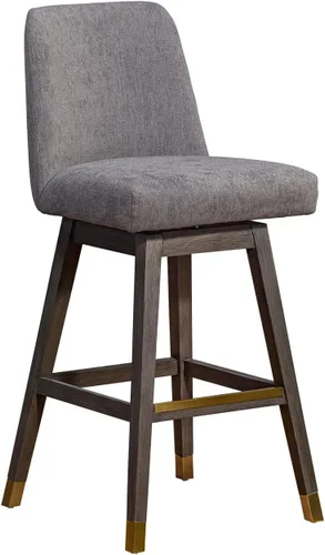 Miniatura 16 de Armen Living Sicily Modern Farmhouse Taburete giratorio de madera negra de 30 pulgadas de altura de asiento para encimera de isla de cocina en tela