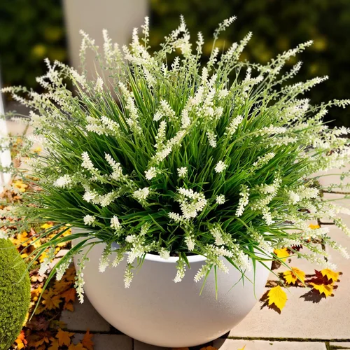 Ammyoo Plantas Artificiales de Imitación Flores para Decoraciones al Aire Libre, Hierba de Mono Falsa para Porche Exterior Patio, Sin Decoloración