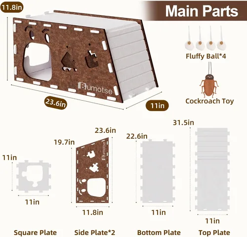 Miniatura 7 de Cueva de fieltro para gatos de interior, túnel modular escondite para gatos grandes de hasta 22 libras, acogedor condominio de fieltro lavable