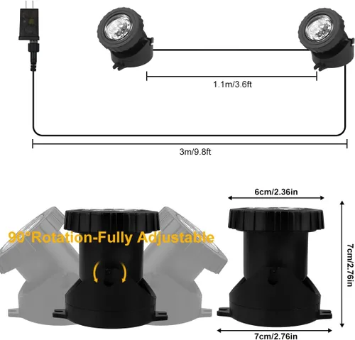Miniatura 7 de RGB - Luces de estanque sumergibles bajo el agua, luces de fuente sumergibles LED súper brillantes, focos de paisaje de colores, control