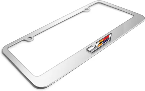 Miniatura 3 de iPick Image para Cadillac V Logo en 3D en espejo cromado marco de matrícula de metal