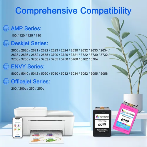 Miniatura 2 de Cartucho de tinta remanufacturado de alto rendimiento compatible con impresora HP 65XL 65 XL 65BXL N9K04AN Envy 5052 5055 5058 Deskjet 2624 2652