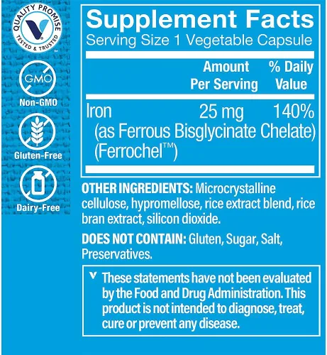 Miniatura 2 de The Vitamin Shoppe Hierro 25MG - Producción de glóbulos rojos, apoyo de transporte de energía y oxígeno, mineral esencial