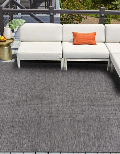 Miniatura 14 de Unique Loom Collection Alfombra de Área Plana Casual de Transición Sólida Jaspeada para Interiores/Exteriores (Pasillo 2' x 6' 1", Azul/Azul Marino)