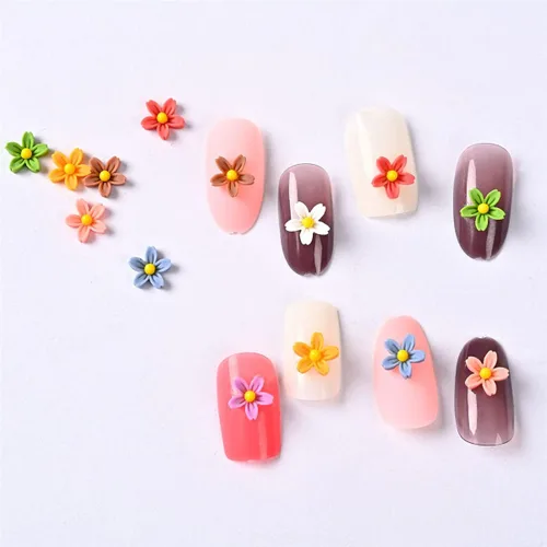 Miniatura 6 de Czsycdsf 100 mini flores de resina de 0.28 pulgadas (0.276 in), botones de flores de espalda plana 3D, adornos de flores de resina para Café profundo