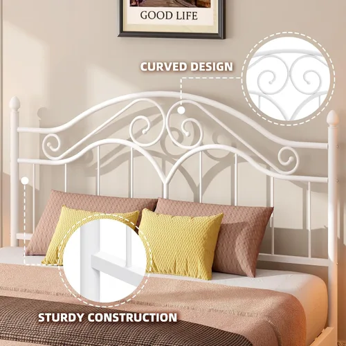 Miniatura 4 de Elephance Cabecero para Marco de Cama Tamaño Queen, Cabecero de Metal de Cama con Plataforma Vintage Únicamente, Altura Ajustable, Resistente