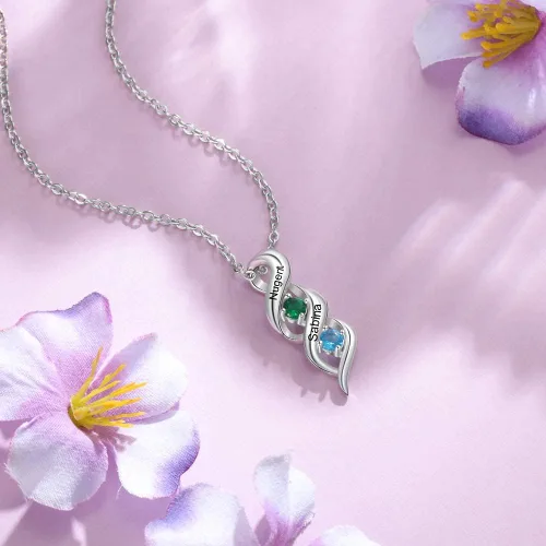 Miniatura 22 de Gemszoo Personalized Twisted Name Necklace with Simulated Birthstones Mother Daughter Pendant Gifts for Women Mom Grandma