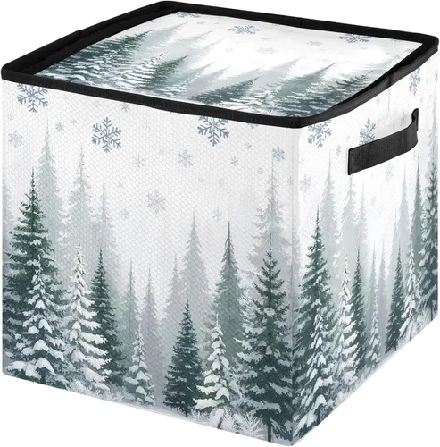 Miniatura 17 de Cesta de almacenamiento para adornos de Navidad, búfalo a cuadros, negro y blanco, contenedor de almacenamiento de invierno con separadores