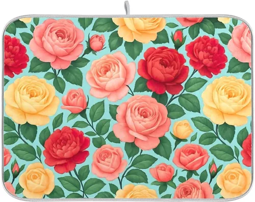 Miniatura 19 de Tapete de secado de platos de calabaza de otoño con girasol para encimera de cocina, absorbente, almohadilla de microfibra para secar platos