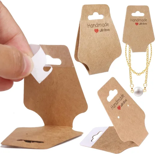 Miniatura 2 de 200 Tarjetas de Exhibición de Pulseras Tarjetas de Soporte para Collares Autoadhesivas Paquete de Embalaje de Joyería para la Venta para Pequeñas