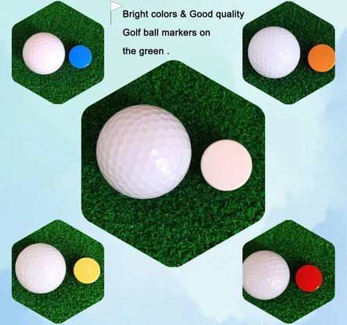Miniatura 3 de Adhere Marcadores de pelota de golf, 50 unidades, 100 unidades, marcador de bola de posición de plástico, tamaño cuarto, 0.94 pulgadas, marcador