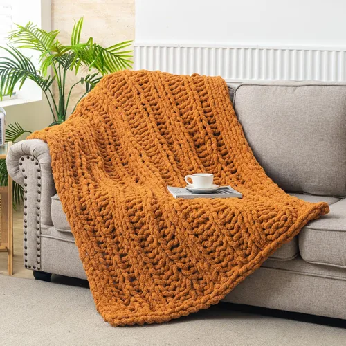 Miniatura 13 de WESHIONGOO Manta de Punto Grueso Throw 40"*40" (101.6cm*101.6cm) Mantas de Punto para Sofá Cama Manta Suave Esponjosa con Hilo Chenille Jumbo Grueso