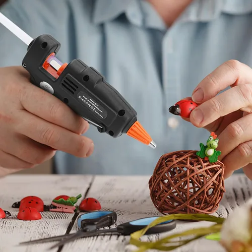 Miniatura 6 de Pistola de pegamento caliente a prueba de fuego, kit de mini pistola de pegamento con 30 barras de pegamento, pistola de pegamento de 20W con barras