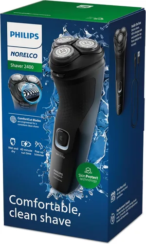 Miniatura 12 de Philips Norelco Shaver 2400 Series, afeitadora eléctrica en seco y húmedo, recortadora emergente, tapa P, negro profundo, modelo X3001/90