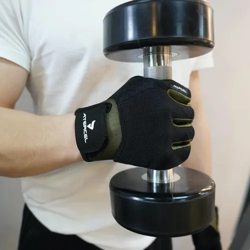 Miniatura 6 de ATERCEL Guantes de entrenamiento para hombres y mujeres, guantes de ejercicio para levantamiento de pesas, ciclismo, gimnasio, entrenamiento, Verde