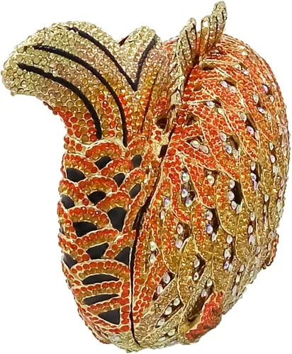 Miniatura 4 de Boutique De FGG Bolsos de mano con diamantes de imitación de pescado para mujer, bolsos formales de noche, bolso de graduación, boda, fiesta, bolsa