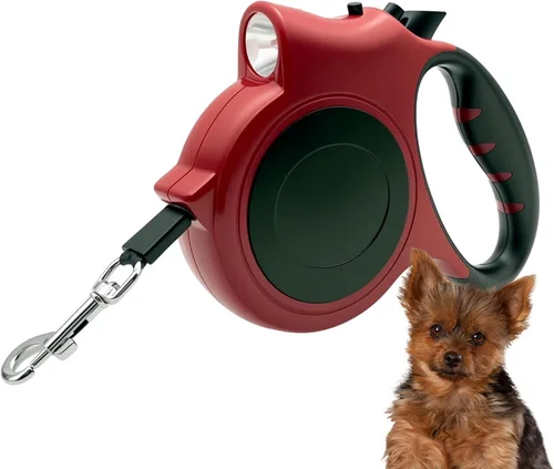Miniatura 8 de Correa retráctil con luz LED para perros pequeños a medianos, extensible de 16 pies para paseos nocturnos seguros (negro)