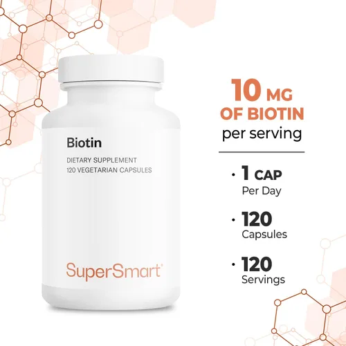 Miniatura 5 de Supersmart - Biotina 10,000mcg / 0.35 oz por día (alta potencia) - Suplemento de biotina de vitamina B7 - Cabello saludable, piel y uñas Sin OMG