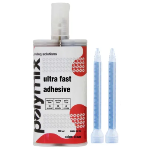 Miniatura 10 de Polymix Adhesivo rígido para reparación plástica automotriz multiusos y adhesivo de 200 ml con cartucho y dos boquillas de mezcla de aplicación Negro
