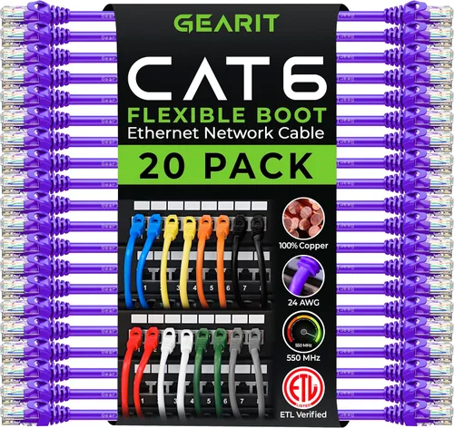 Miniatura 14 de GearIT Paquete de 20 cables de conexión Cat6 de 1 pie, cable Ethernet Cat 6 sin enganches, flexible y suave, serie Preimum, color azul