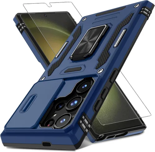Miniatura 22 de DEERLAMN Funda para Samsung Galaxy S23 con Cubierta Deslizante para Cámara + Protector de Pantalla (2 Paquetes), Soporte de Anillo Giratorio